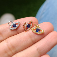 CZ8214 Mini Jewelry Supplies CZ Micro Pave Evil Eyes Charms,Tiny Small CZ Diamond Blue Evil Eyes Charms for Jewelry making
