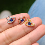 CZ8214 Mini Jewelry Supplies CZ Micro Pave Evil Eyes Charms,Tiny Small CZ Diamond Blue Evil Eyes Charms for Jewelry making