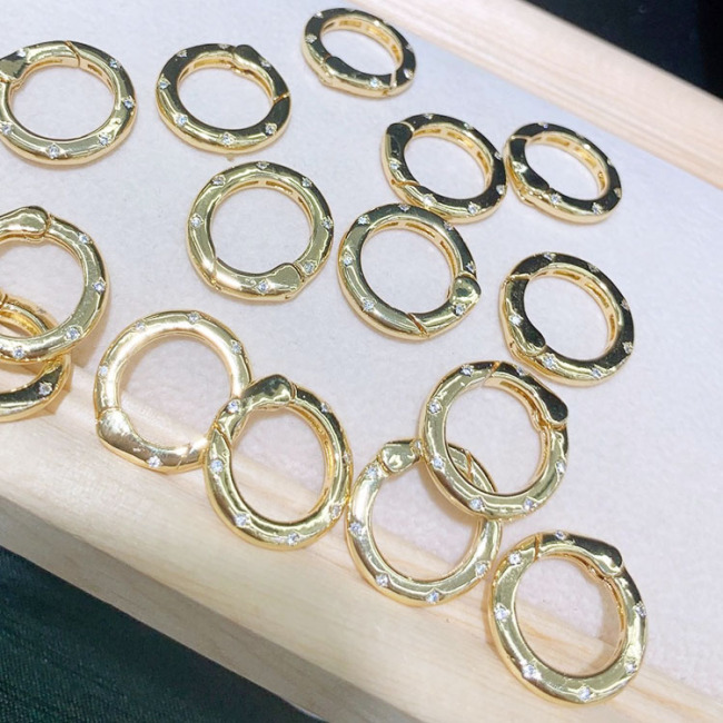 CZ8207 Gold Plated Brass Round Round Square Heart Star Shape Spring Clasp,Push-in Gate Spring Ring Clasps