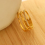 RS1050 High Quality Waterproof  Dainty 18k Gold Plated Stainless Steel CZ Zircon Paved Triple Band Rings for Women 2022