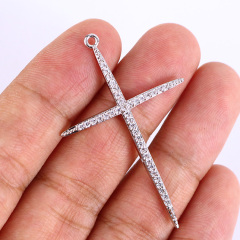CZ7462 CZ Micro Diamond Pave Cross Charm Pendants,Cubic Zirconia Inlaid Bailed Copper Christian Cross Jewelry Supplies Pendant
