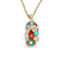 NZ1300  Fashion Small Cute 18k Gold Enamel Evil Eyes Flip Flop Slipper Pendant Stainless Steel Chain Necklace for Women
