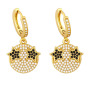 EC1741 Fashion CZ Micro Pave Crystal Smiley Earring White Cubic Zirconia Hoop charm Earring For Lady