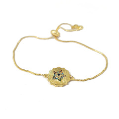 BC1382 Fashion Gold Plated Zircon Snake Heart Evil Eye Star Disc Statement Charm bracelet, CZ Rainbow Charms Chain Bracelets