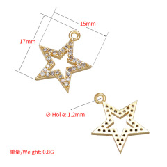 CZ8117 Fashion Jewelry Supplies Chic 18k Gold Plated Clear Zircon CZ Micro pave Hollow Star Charm Pendants