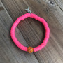 BR0502 Custom Polymer Clay Heishi Disc Beaded Bracelet with charm Stone Beads Beaded Breast Cancer Awareness Bracelet