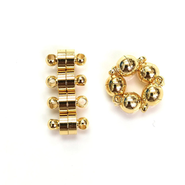 JF2029 Jewelry Buckle Clasp, 18k Gold Plated Round Metal Alloy Magnetic Jewelry Clasps For Jewelry Making