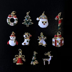 CZ7904 Fashion Xmas Decorative Accessories Enamel CZ Micro pave Christmas Bracelet Charms for Holiday Jewelry Making