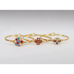 BC2034 Unique Enamel Rainbow Multicolor Freeform Slab Micro Pave CZ Zircon Flower Floral Cuff Bracelet Bangle for Women 2021