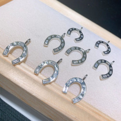 CZ8257 Dainty Jewelry supplies Tiny Mini CZ Micro Pave Horseshoe Charm,Small Cubic Zirconia Horseshoe Good Luck Charms