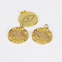 CZ8102 High Quality Gold CZ Micro Pave Snake Triangle Pendant, Roundel Disc Micro Pave Charm for Jewelry Making