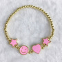 BM1042 18k Gold Plated Beaded Rainbow Enamel Neon Smiley Star Heart Beads Bracelets for Ladies Women