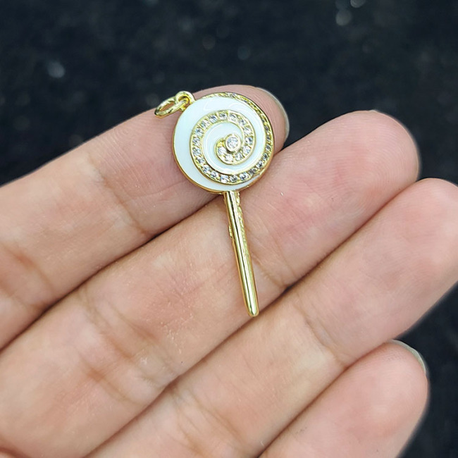 CZ8433 CZ Rainbow Enamel Colorful Neon lollipop lolly Candy Charm Pendants