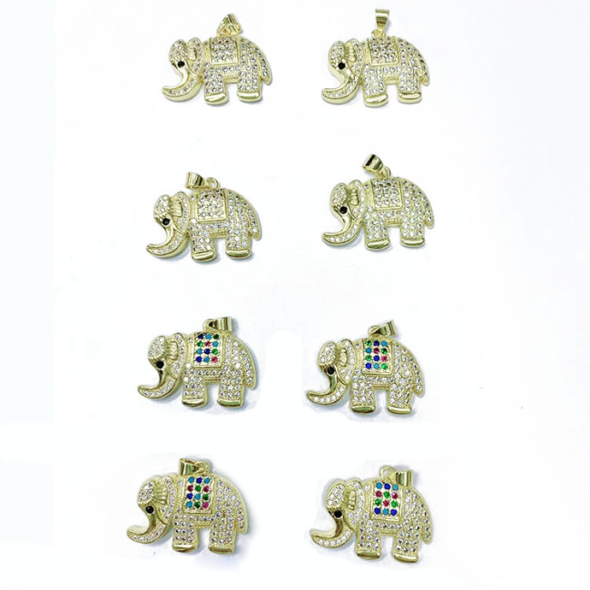 CZ8507 Wholesale gold plated cz micro pave elephant charm pendant ;Cubic zirconia elephant charm