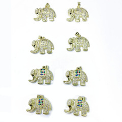 CZ8507 Wholesale gold plated cz micro pave elephant charm pendant ;Cubic zirconia elephant charm