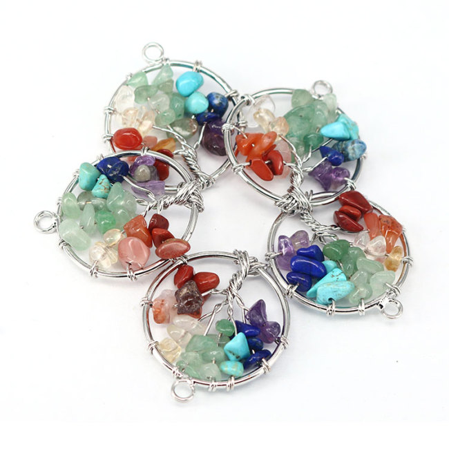 JF7262 Gemstone Quartz Chips 7 Chakra Spiritual Healing Meditation Reiki Chakra Energy Pendants