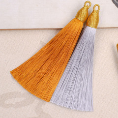 ST1083 Handmade Silky Tassels with Small Gold Loops Crease Resistant Silky Tassels High Quality Gold Cap Mala Jewelry Tassels