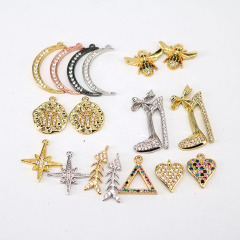 CZ7984 Chic White CZ Micro pave Heart Starburst Crescent Eye Triangle Pendants