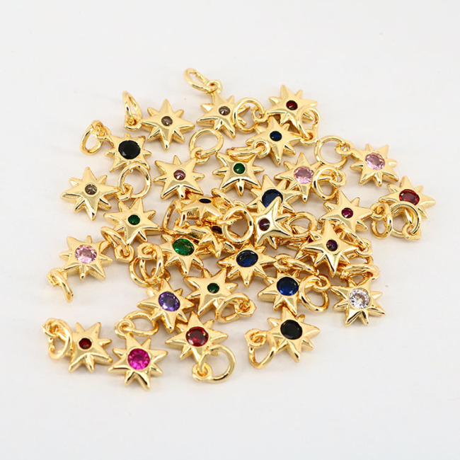 CZ8258 Tiny minimal Mini 18K Gold Plated CZ Cubic Zirconia Micro Pave North Star Charm Pendant For Jewelry Making