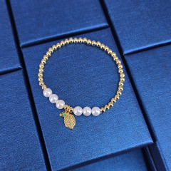 BC1356 New Arrival Fashion Pearl and Copper Bead Women Bracelet, Charm Fruit Pendant Bracelet for Ladies