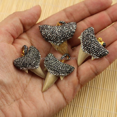 JF6843 Crystal Pave Shark Tooth Pendant,Shark Tooth Charm with Pave Rhinestones, Sea Life Charm