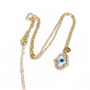NZ1351 18k Gold CZ Mother of Pearl Evil Eyes Mal De Ojo Turkish Evil Eyes Protection Talisman Nazar Amulet Necklace Jewelry