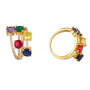 RM1085 Chic Bohemian Dainty Mini Rainbow CZ Diamond Three Rows CZ Finger Rings