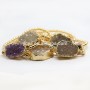 BRH1207 Trendy Tiny Gold Metal Beaded Sparkly Agate Druzy bangle bracelet for women