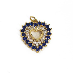 CZ8505 Large Big 18k Gold CZ Micro Pave Jewelry Supplies18k Gold CZ Paved Jumbo Elongated Love Heart Charm Pendants
