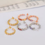 EC1183 Rainbow Dainty Gold Minimalist hoop earring Cubic Zirconia Pave Earrings for Women, Mini Rainbow CZ Huggie Hoop Earrings