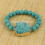 BRH1501 green turquoise beaded green druzy charm elastic bracelet