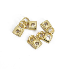 CZ8231 Small Minimal Mini 18k Gold Plated Zircon CZ Micro Pave Padlock Lock Charm Pendant for Jewelry Making