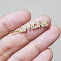 CZ8111 New Dainty Diamond CZ Micro Pave Letter Words Baby Boss Lucky Love Mama Charms for Jewelry Making