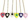 NM1183 2021 Summer Beach Jewelry Gold Plated Neon Enamel Multi Color Star on Heart Shape Pendant Chain Necklaces