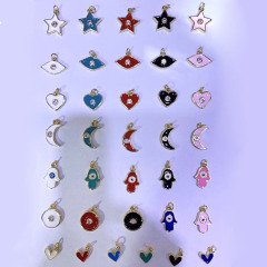 CZ7898 Chic mini Enamel Gold Plated Evil Turkish Eye Hamsa Hand Star Crescent Bracelet Charm Pendants