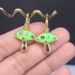 EC1768 New Arrival fashion mushroom women brass with CZ clips earring, trendy enamel earrings clips ladies earring