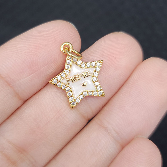 CZ8396 Gold Plated CZ diamond pave enamel heart mom charms Pendant