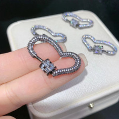 CZ7793 Gold/Rose gold/Gunmetal/Silver Plated Diamond CZ Micro Pave Heart Shape Screw Claw Clasps