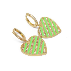 EC1770 Fashion enamel women  brass heart with CZ clips earring, trendy enamel diamond heart earrings clips ladies earring