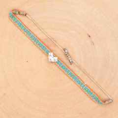 BC3002 Dainty Bohemian colorful handmade Embroidery friendship bracelets with CZ Micro Pave Eye Cross heart Charm