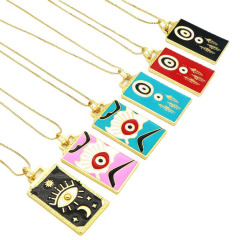 NZ1216 18k Gold Plated Enamel Tarot Card Necklace,Star strength Sun Moon Symbolic Necklace Tarot Card Jewelry Mystic Jewelry
