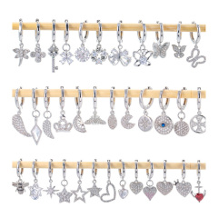 EC1763 Dainty Mini 18k Gold Silver Plated CZ Micro Pave Angel Wing Bee Star Heart Butterfly Flower Charm Huggies Hoop Earrings EC1763 Dainty Mini 18k Gold Silver Plated CZ Micro Pave Angel Wing Bee Star Heart Butterfly Flower Charm Huggies Hoop Earrings