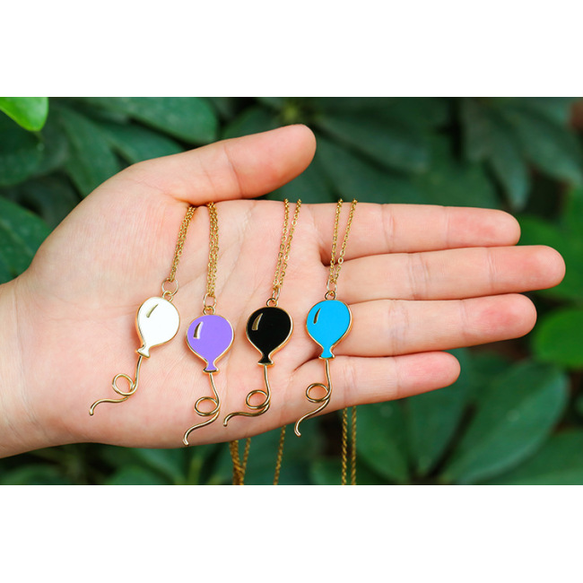 NM1194 Fashion Popular Jewelry Gold Enamel Balloon Pendant Stainless Steel Chain Necklace