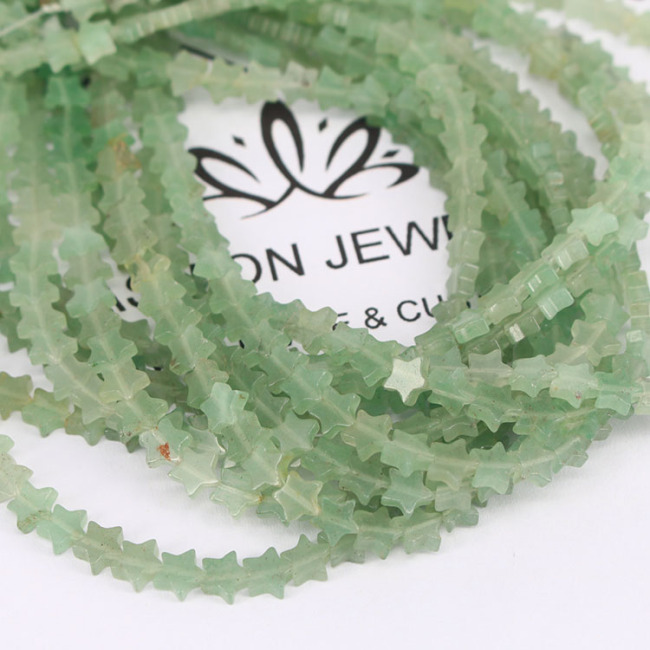 SB6678a Natural Green Aventurine Stone Star Shape Beads