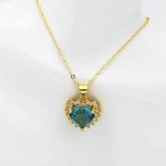 NZ1277 18k gold plated Diamond Zircon Cubic Zirconia Heart Pendant stainless steel chain women's necklace