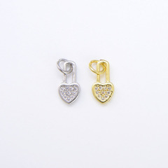CZ8222 Tiny minimal Mini Small 18K Gold Plated CZ Cubic Zirconia Micro Pave Heart Charm Pendant For Jewelry Making