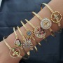 BA1034 18k Gold Plated Diamond  Star Moon Heart Bracelet For Women