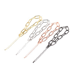 BM1205 Fashion Hip Hop 18K Gold Plated Paperclip Link Chain Adjustable Bracelets for Women