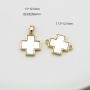 JF7335 Dainty White Shell Round Oval Teardrop Square Pendants,Tiny Gold Bezel Shell Star Butterfly Moon Lightning Charm Pendant
