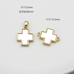 JF7335 Dainty White Shell Round Oval Teardrop Square Pendants,Tiny Gold Bezel Shell Star Butterfly Moon Lightning Charm Pendant